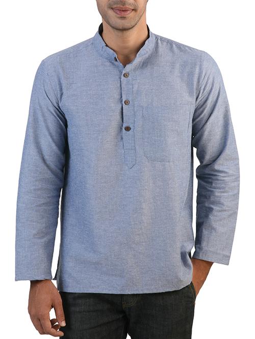 blue cotton kurta - 11487929 - Very Small Image - 1
