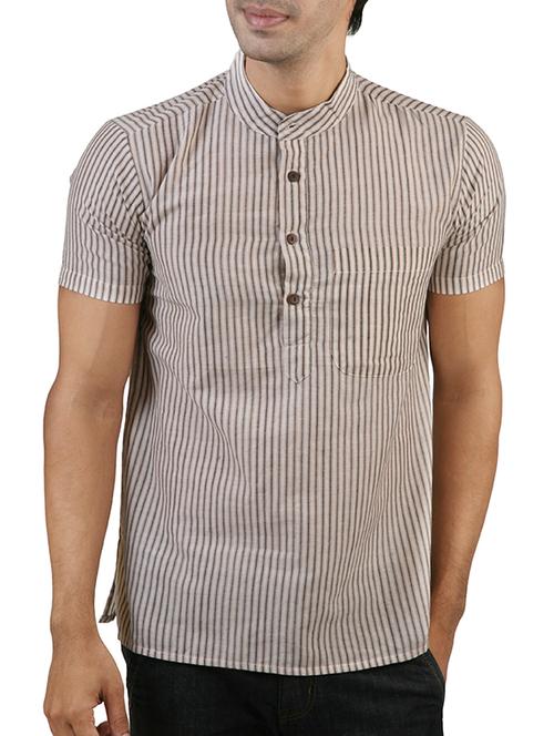 beige cotton kurta - 11487932 - Very Small Image - 1