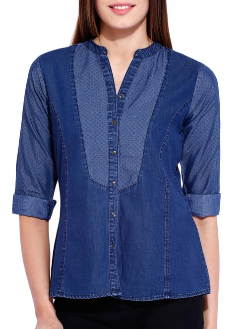dark blue cotton regular shirt - 11488653 - Very Small Image - 1