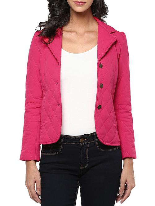 solid pink quilted crepe jacket - 11488928 - Very Small Image - 1