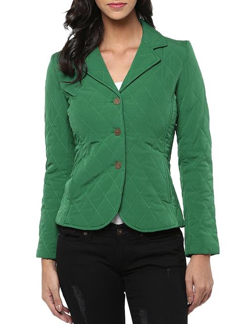 solid green quilted crepe jacket - 11488934 - Very Small Image - 1