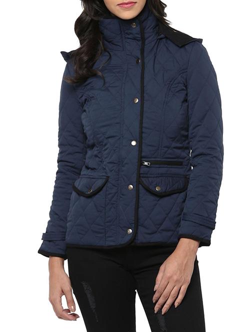 navy blue quilted crepe jacket - 11488936 - Very Small Image - 1