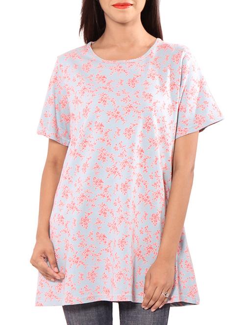 red color, cotton floral printed top - 11489507 - Very Small Image - 1