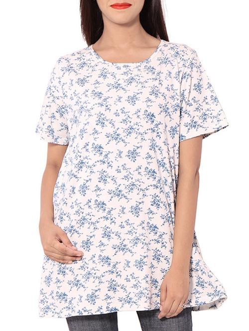 white floral printed cotton tunic - 11489511 - Very Small Image - 1