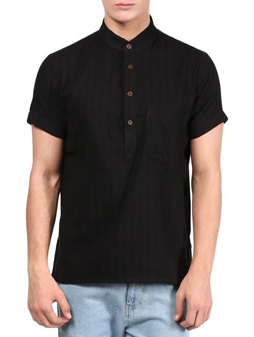 black cotton kurta - 11489585 - Very Small Image - 1