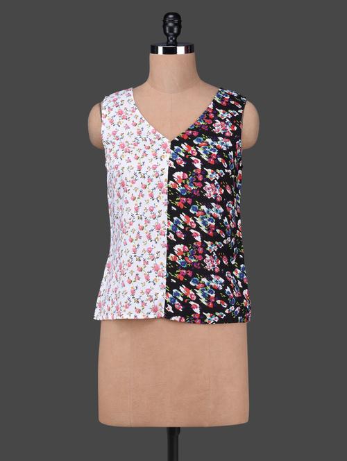 dual tone floral print top - 1149019 - Very Small Image - 1