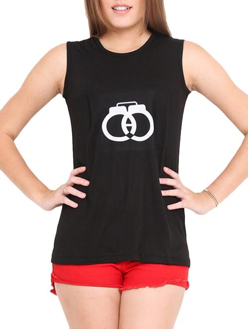 black handcuff printed overlap sleeveless top - 1149074 - Very Small Image - 1