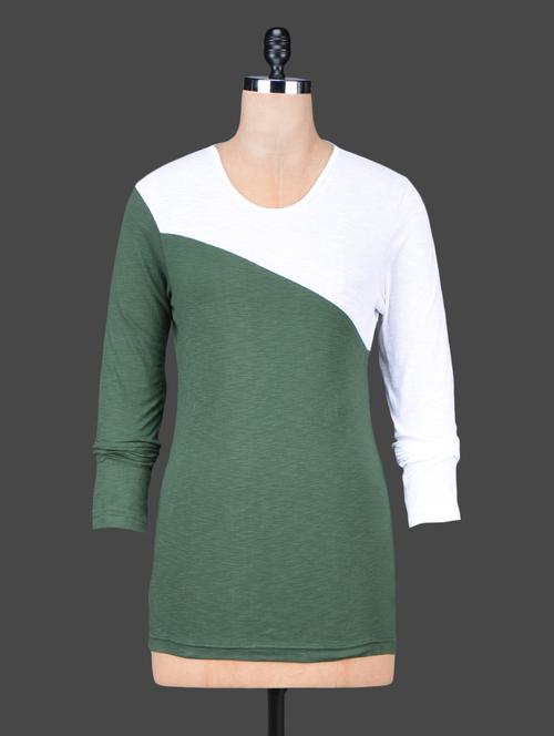 long sleeves colour block cotton top - 1149081 - Very Small Image - 1