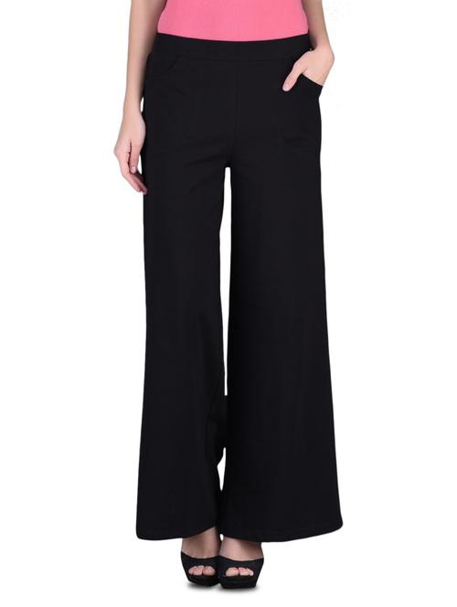 black cotton lycra knit palazzo pants - 1149155 - Very Small Image - 1