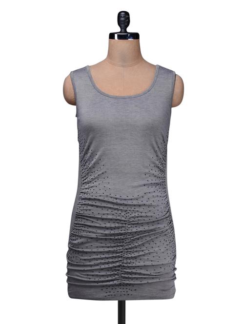 grey round neck solid dress - 1149366 - Very Small Image - 1