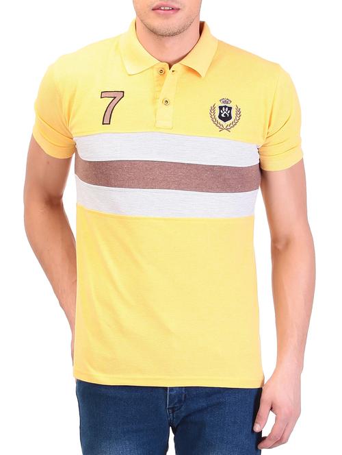 yellow color cotton t-shirt - 11493982 - Very Small Image - 1