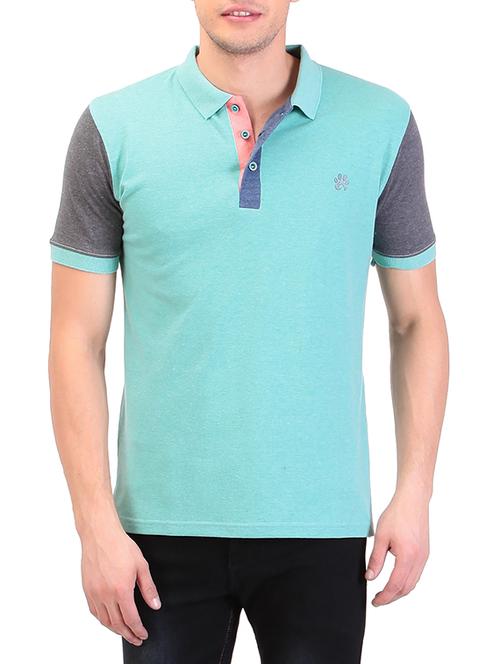 light blue cotton color block t-shirt - 11493994 - Very Small Image - 1