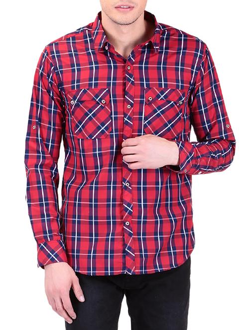 red cotton casual shirt - 11494055 - Very Small Image - 1