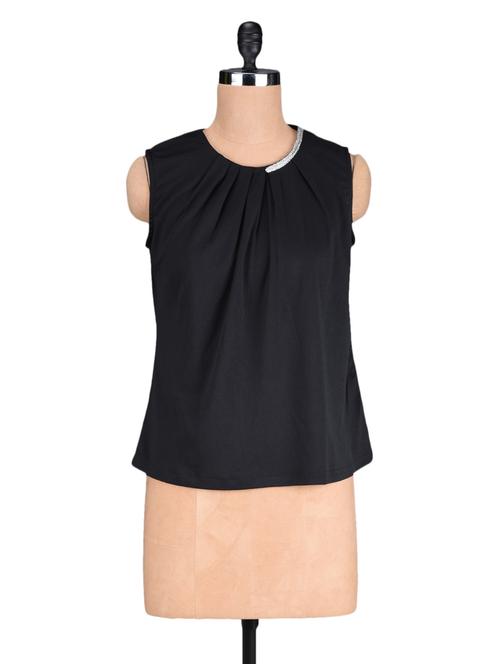black plain pleated top - 1149454 - Very Small Image - 1
