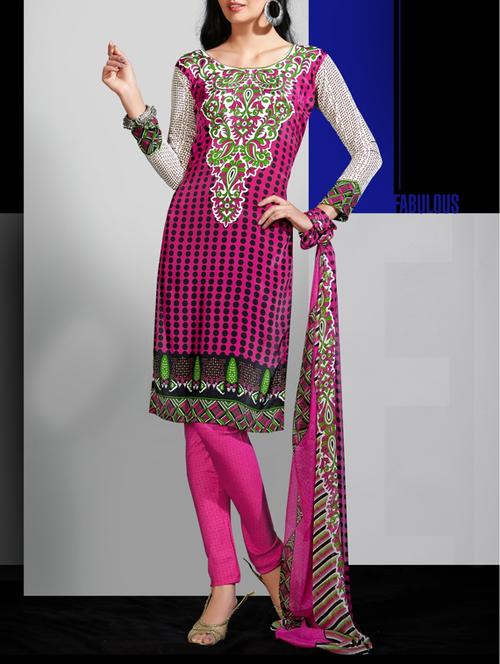 pink printed dress material - 11496456 - Very Small Image - 1