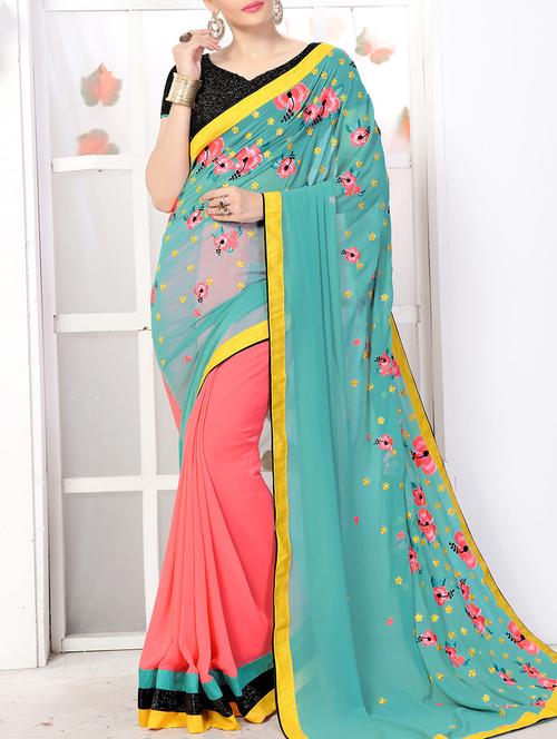 multi embroidered georgette saree - 11496561 - Very Small Image - 1