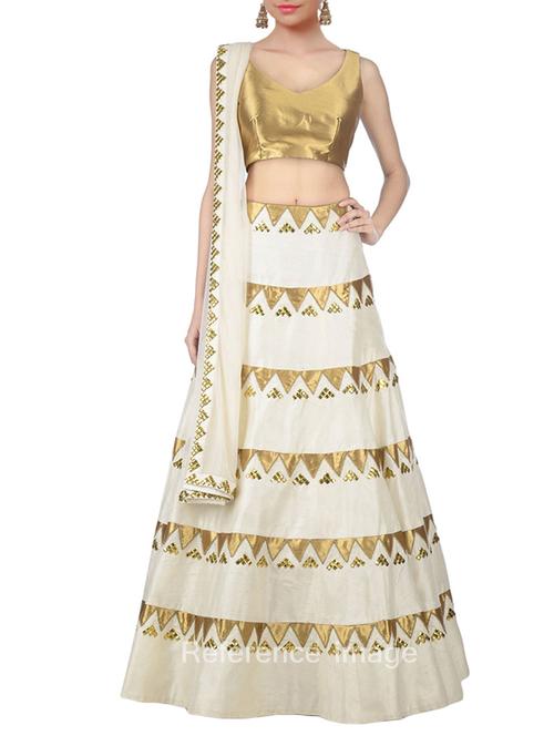 white faux silk lehenga - 11496770 - Very Small Image - 1