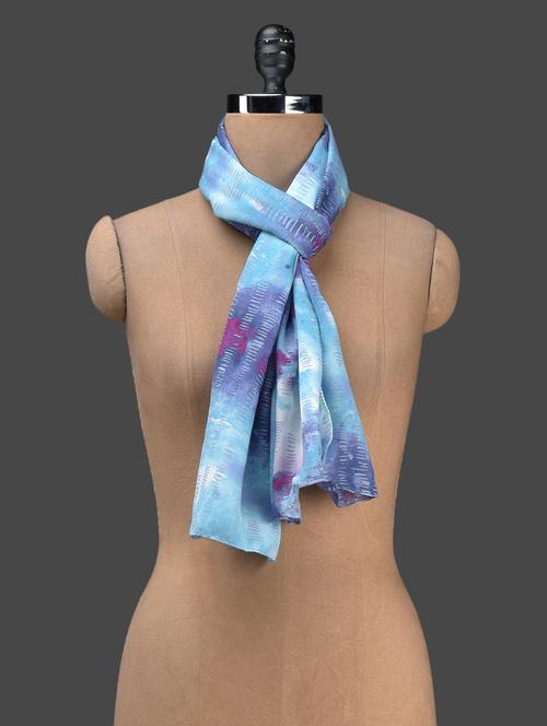 blue printed poly cotton stole - 1149755 - Very Small Image - 1