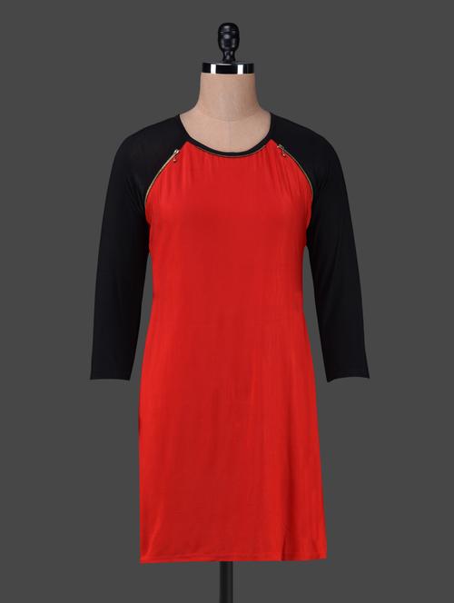 color block raglan sleeve a-line dress - 1150061 - Very Small Image - 1