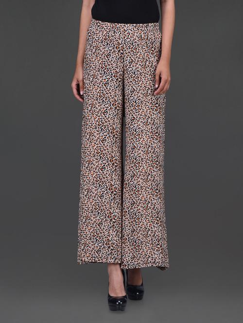 animal printed polyester palazzos - 1150094 - Very Small Image - 1