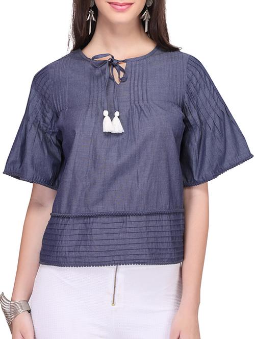 tie up neck solid top - 11501940 - Very Small Image - 1