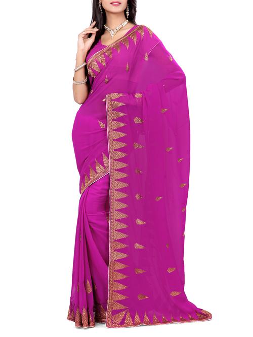 pink georgette saree with blouse - 11501952 - Very Small Image - 1