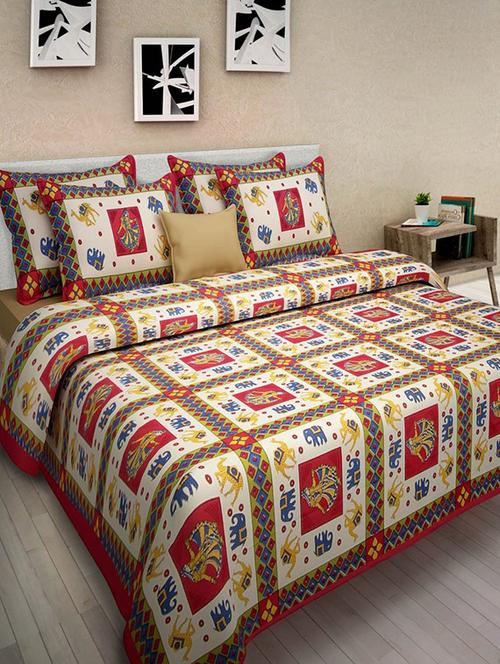 divy fusion fashion new stylish cotton printed multicolor double bedsheet with 2 matching pillow cover - 11502026 - Very Small Image - 1