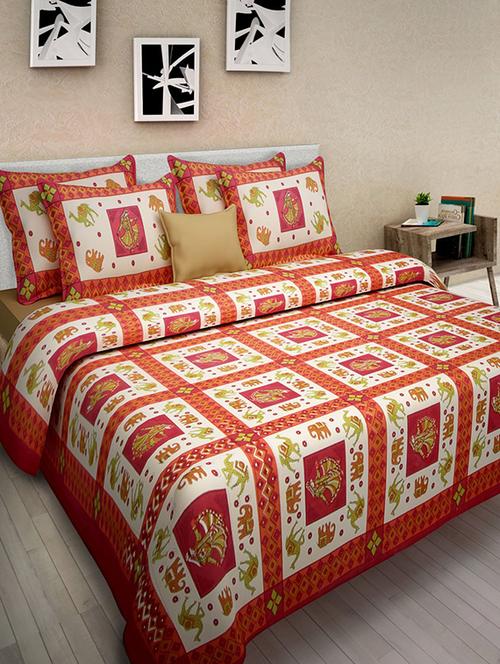 divy fusion fashion new stylish cotton printed multicolor double bedsheet with 2 matching pillow cover - 11502262 - Very Small Image - 1