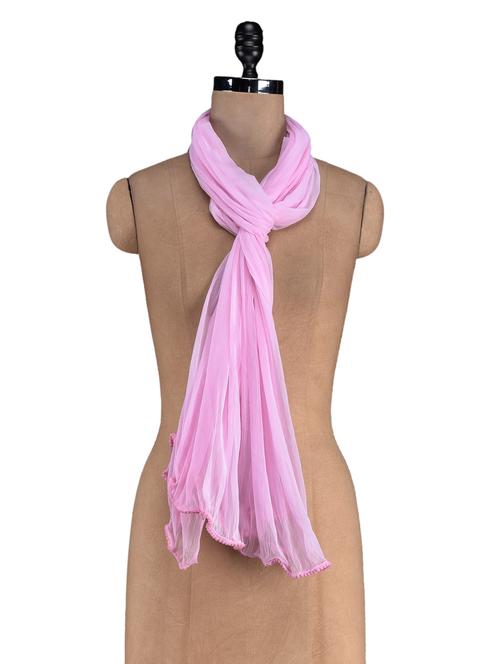 pink plain chiffon dupatta - 1150254 - Very Small Image - 1