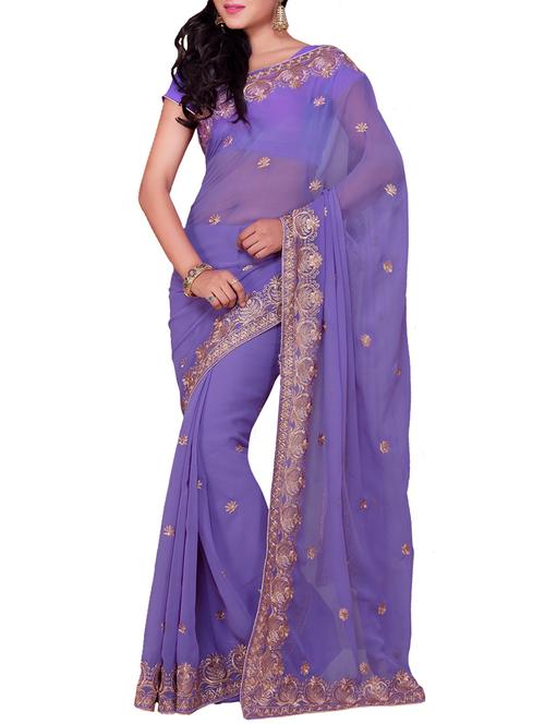 red georgette saree with blouse - 11504233 - Very Small Image - 1