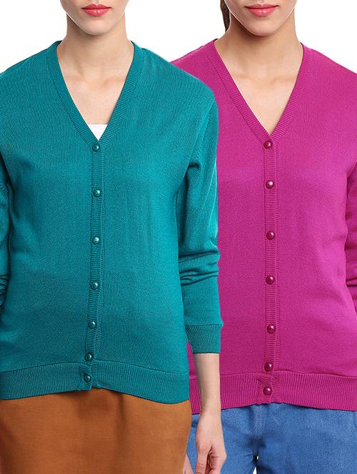 set of 2 multi color woolen cardigan - 11504486 - Very Small Image - 1
