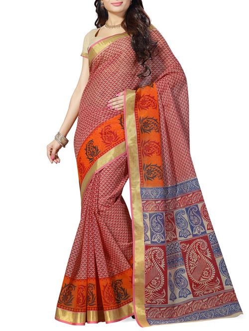 multi colored cotton saree with blouse - 11506953 - Very Small Image - 1