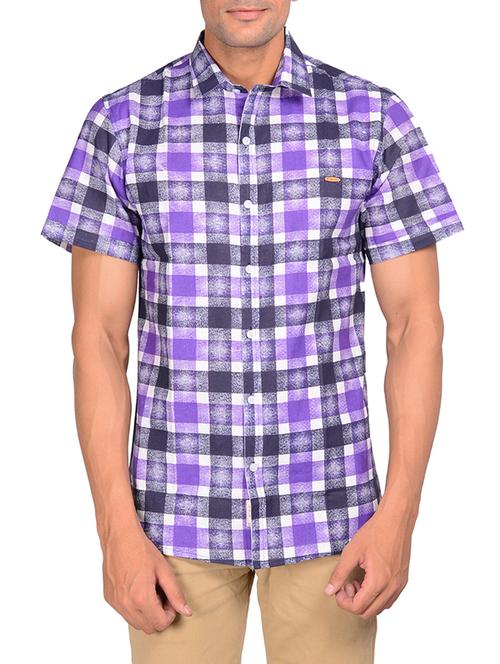 purple cotton casual shirt - 11507083 - Very Small Image - 1