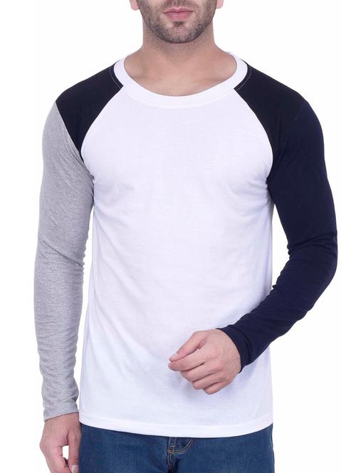 white colour block cotton t-shirt - 11507199 - Very Small Image - 1