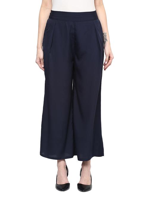 navy blue crepe palazzos - 11507206 - Very Small Image - 1