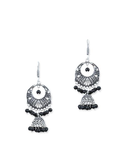 black brass jhumkas earrings - 11508556 - Very Small Image - 1