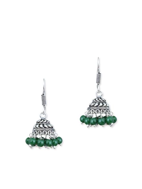 green brass jhumka earrings - 11508576 - Very Small Image - 1