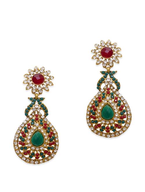 multicolored embellished zinc drop earrings - 11509060 - Very Small Image - 1