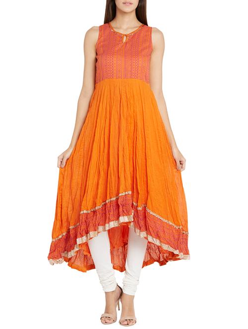 orange cotton kurta - 11509159 - Very Small Image - 1