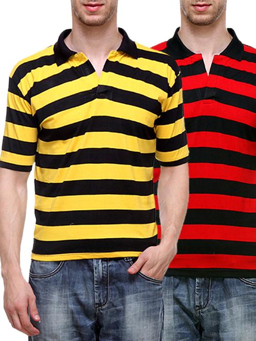 multi colored cotton striped t-shirt (set of 2) - 11509312 - Very Small Image - 1