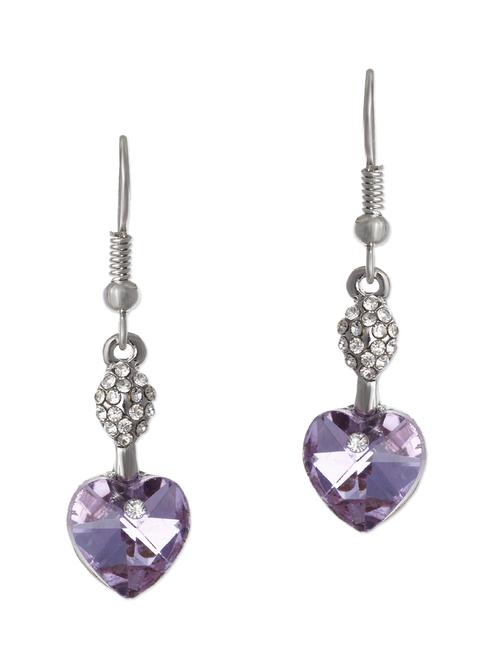 purple heart shaped beaded drop earrings - 1150966 - Very Small Image - 1