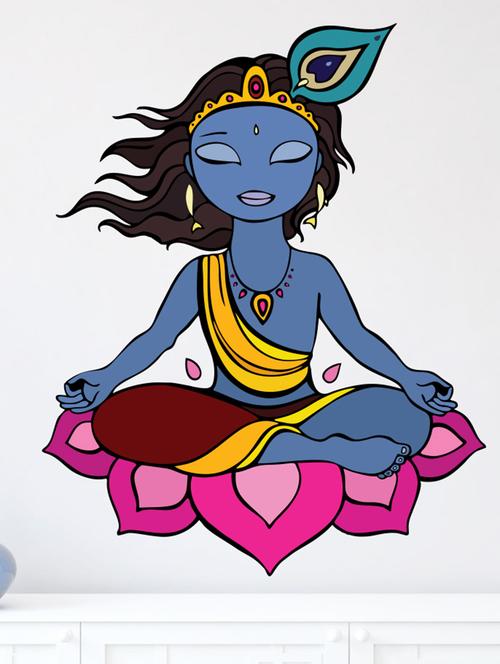 lord krishna multi colored leatherette sticker - 11509928 - Very Small Image - 1
