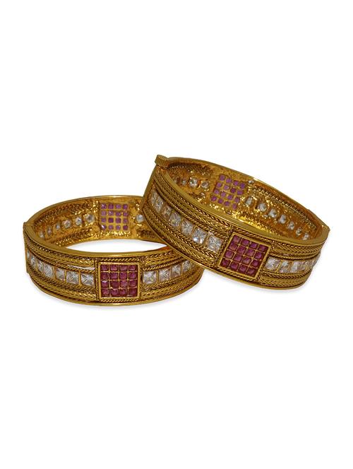 la trendz wedding wear pink and white zinc bangles for women - 11510499 - Very Small Image - 1