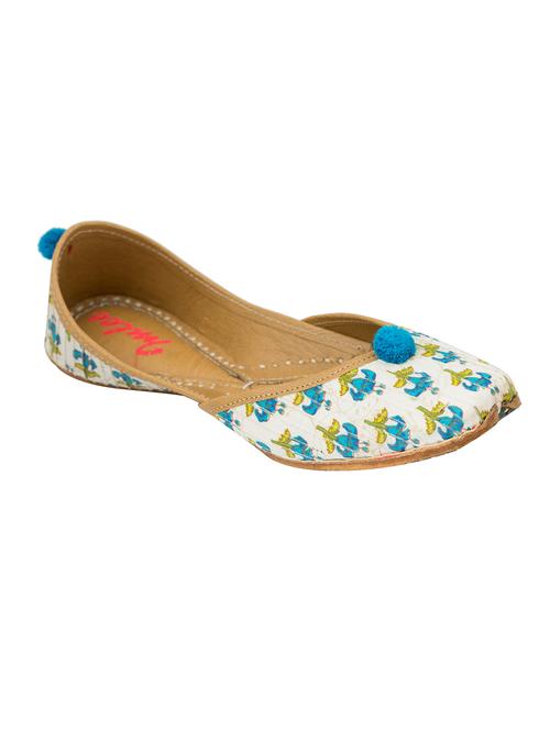 white pom pom embellished leather mojris - 11512138 - Very Small Image - 1