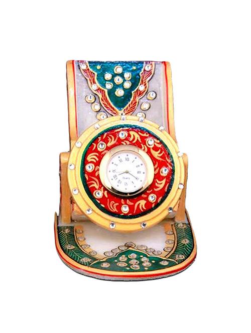 white marble embellished mobile stand cum table clock - 11512205 - Very Small Image - 1