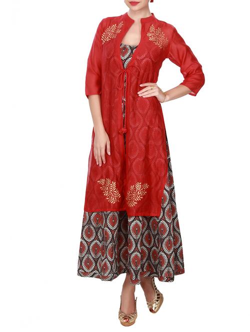 red cotton kurta - 11512412 - Very Small Image - 1