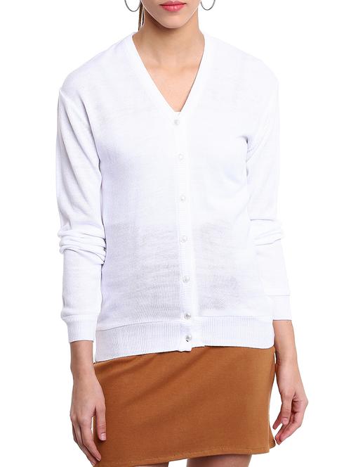 white color woolen cardigan - 11513093 - Very Small Image - 1