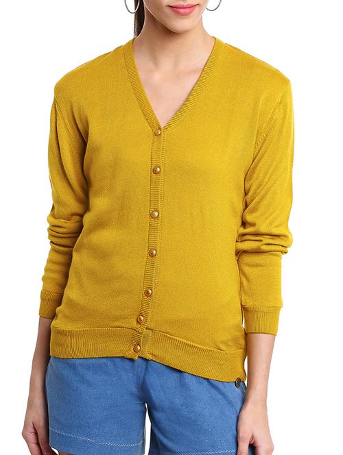 yellow woolen casual cardigan - 11513144 - Very Small Image - 1