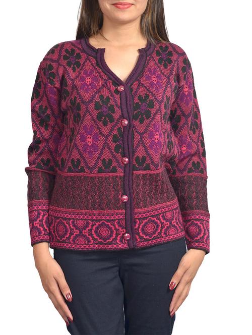 pink colored woolen cardigan - 11513148 - Very Small Image - 1