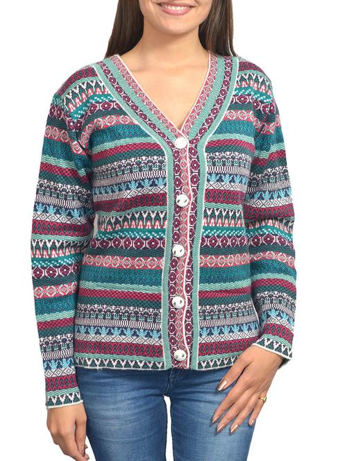 multi colored woolen cardigan - 11513157 - Very Small Image - 1